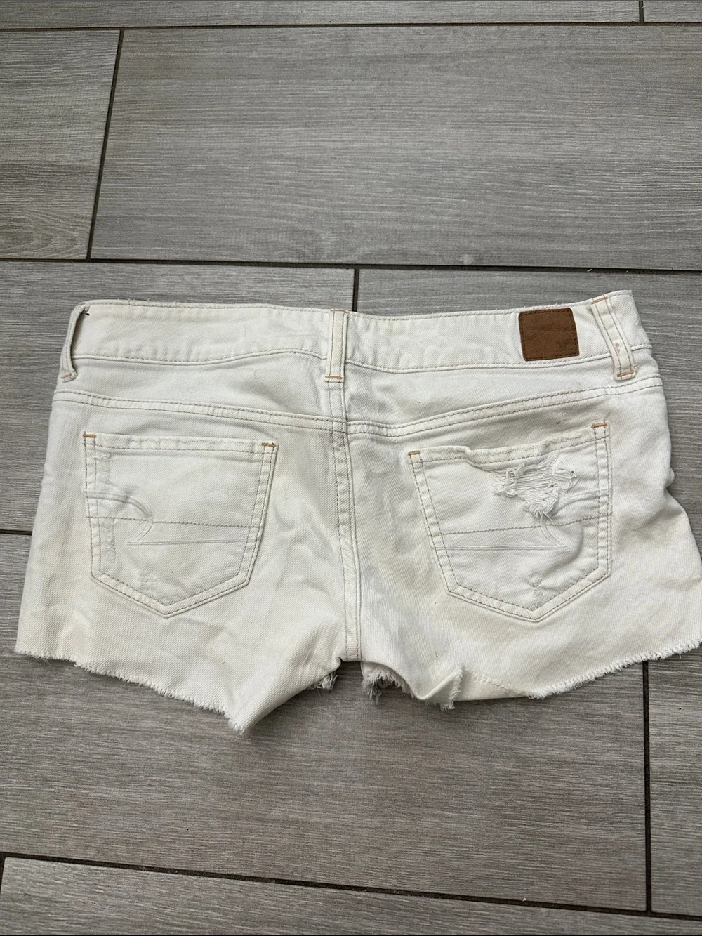 American Eagle Outfitters White Distressed Denim Cutoff Shorts